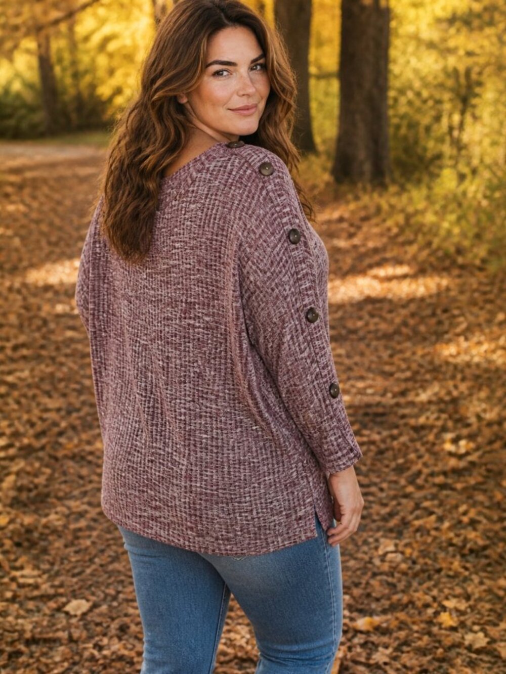 NWT Silverwear Womens 3X Purple Space Dye Textured Knit Top Sweater FALL